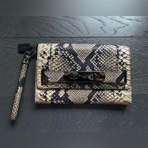 Coach Swagger Embossed Python Clutch